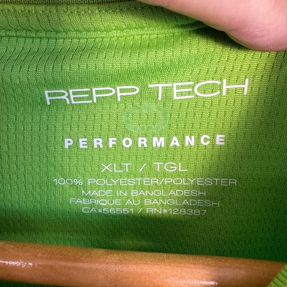 REPP TECH Performance Men's Athletic Polo Golf Shirt Fluorescent Lime Green XLT - Picture 4 of 11